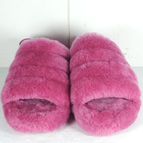 UGG Women's Fluff Yeah Slide US8 Fushia Fur Slip-On Flat Slippers Shoes - Picture 4 of 16